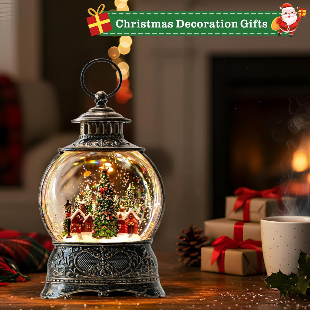 Regine Switzerland Christmas Snow Globe Lantern - Musical Water Lantern with Timer & USB/Battery Operated | Festive Holiday Decor