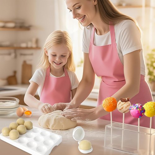 MITCHENIFY Cake Pop Mold Set - Round Sphere Press with Tray for Easy Home Baking | Perfect for Parties & Weddings