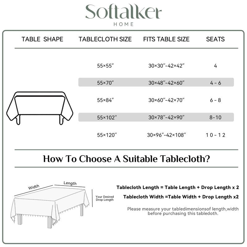 Softalker Checkered Tablecloth Rectangle, Outdoor Linen Cotton Gingham Table Cloth with Tassel, Heavy Duty Wrinkle Free Buffalo Plaid Table Cover for Kitchen Dining Summer Party - 55 x 70 Inch, Beige