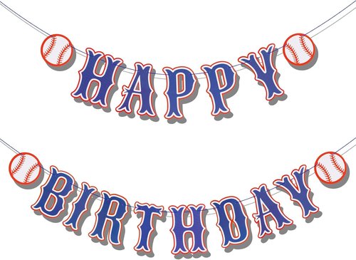 Baseball Birthday Party Decorations - Navy Blue Happy Birthday Backdrop & Themed Garland for Sports Lovers