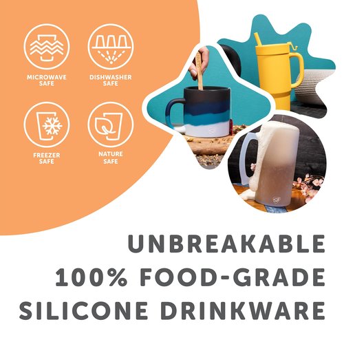 Silipint: Pint Glasses 16oz: 2 Pack - Stars & Stripes - Silicone Unbreakable Cups, Hot & Cold Drinks, Dishwasher-Microwave-Freezer-Oven Safe, USA Made