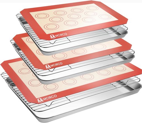 MCIRCO Glass Baking Dish Set - 8 Pcs with Lids & 9 Pcs Stainless Steel Baking Sheet Tray | Perfect for Cooking & Baking