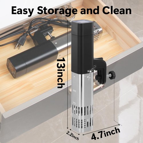 KURSINNA Sous Vide Machine, 1000W Precision Cooker Slow Cooker, 15dB Ultra-Quiet Immersion Circulator With Accurate Temperature Digital Timer, IPX7 Waterproof