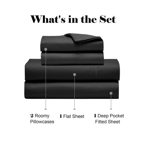 SUPERIOR Polka Dot Sheet Set, Cotton Blend Bedding Sets, Soft and Wrinkle Resistant Sheets with Deep Fitting Pockets - Twin, Black