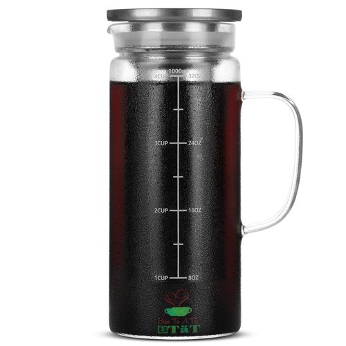 BTaT- Cold Brew Coffee Maker, Iced Coffee Maker, 1 Quart, 32 oz, Iced Tea Maker, Cold Brew Maker, Tea Pitcher, Coffee Accessories, Iced Tea Pitcher, Cold Brew System, Cold Brew Pitcher