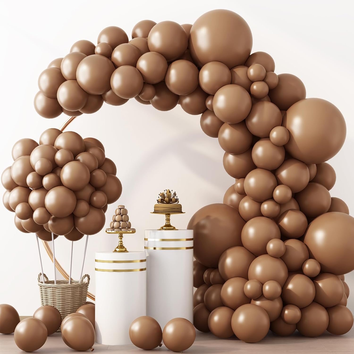 RUBFAC Brown Balloons - 129-Piece Latex Garland Kit | Boho Neutral Coffee Tan for Safari Baby Showers & Birthday Parties