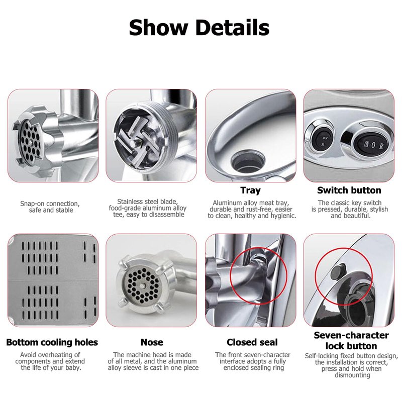 Electric Meat Grinder, Heavy Duty Meat Mincer, Sausage Stuffer Maker, Food Grinder Household Multifunctional Mincer Sausage Stuffer