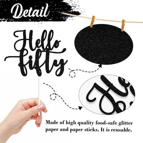 Hello Fifty | 50 & Fabulous Cake Topper - Celebrate 50 Years with Stylish Birthday Decorations