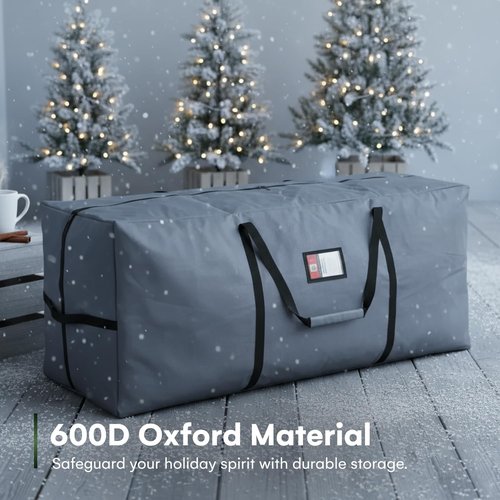 Holiday Spirit Christmas Tree Storage Bag - Heavy-Duty Waterproof Design with Reinforced Handles | Fits 7.5ft Tree, Charcoal Color