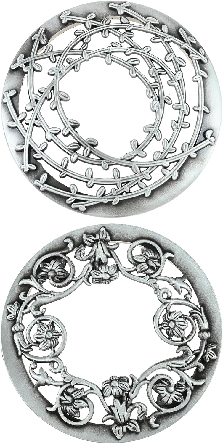 Skiennix Candle Toppers - Set of 2 Silver Metal Lids with Floral Design | Fits 80mm Yankee Candles