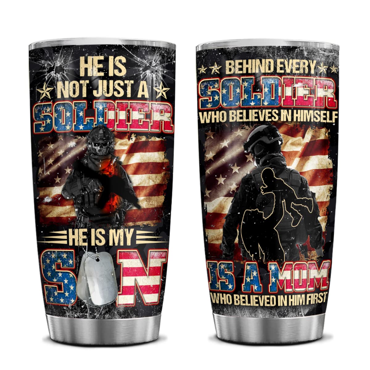 20 Oz US Proud Army Mom Double Wall Vacuum Insulated Stainless Steel Tumbler Travel Mug - Army Mom Gifts for Mother's Day, Birthday, Christmas