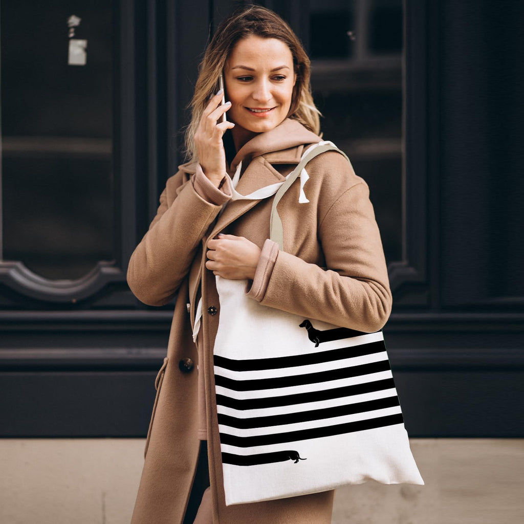 APJYM Funny Long Dachshund Canvas Tote Bag, Dachshund Gifts for Dachshund Lover Women, Reusable Grocery Shopping Bags