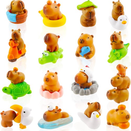 Exasinine 27-Piece Mini Capybara Figurine Set - Adorable Cake Toppers for DIY Fairy Garden Decor