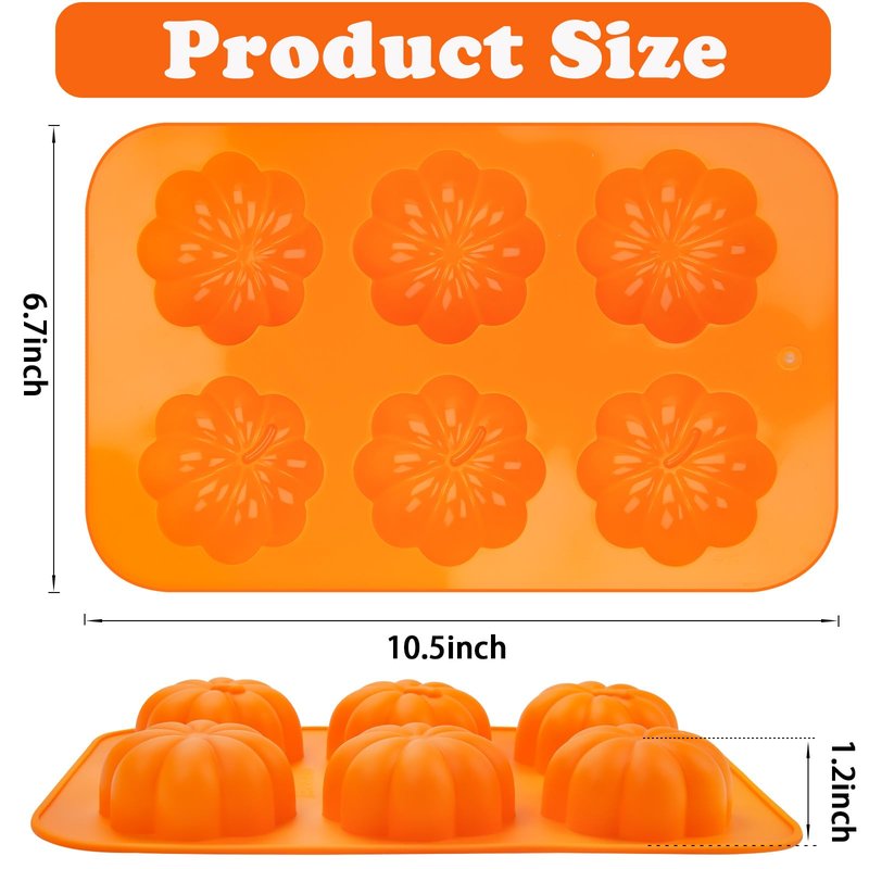 3 Pack Halloween Pumpkin Chocolate Mold, 3D Autumn Harvest Theme Pumpkin Silicone Mould Thanksgiving Cake Pan Fall Soap Molds for Muffin Pudding Mousse Candy Cupcake Jelly Baking Home Decor