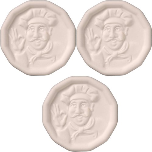 JBK Pottery Pot Minder Ceramic Boil Spill Stopper Disc - Kitchen Overflow Preventer for Noodles, Soups, Pasta, Seafood - Heat, Steam & Splatter Saver for Stove & Microwave - 2.3", Set of 3 Chef Design