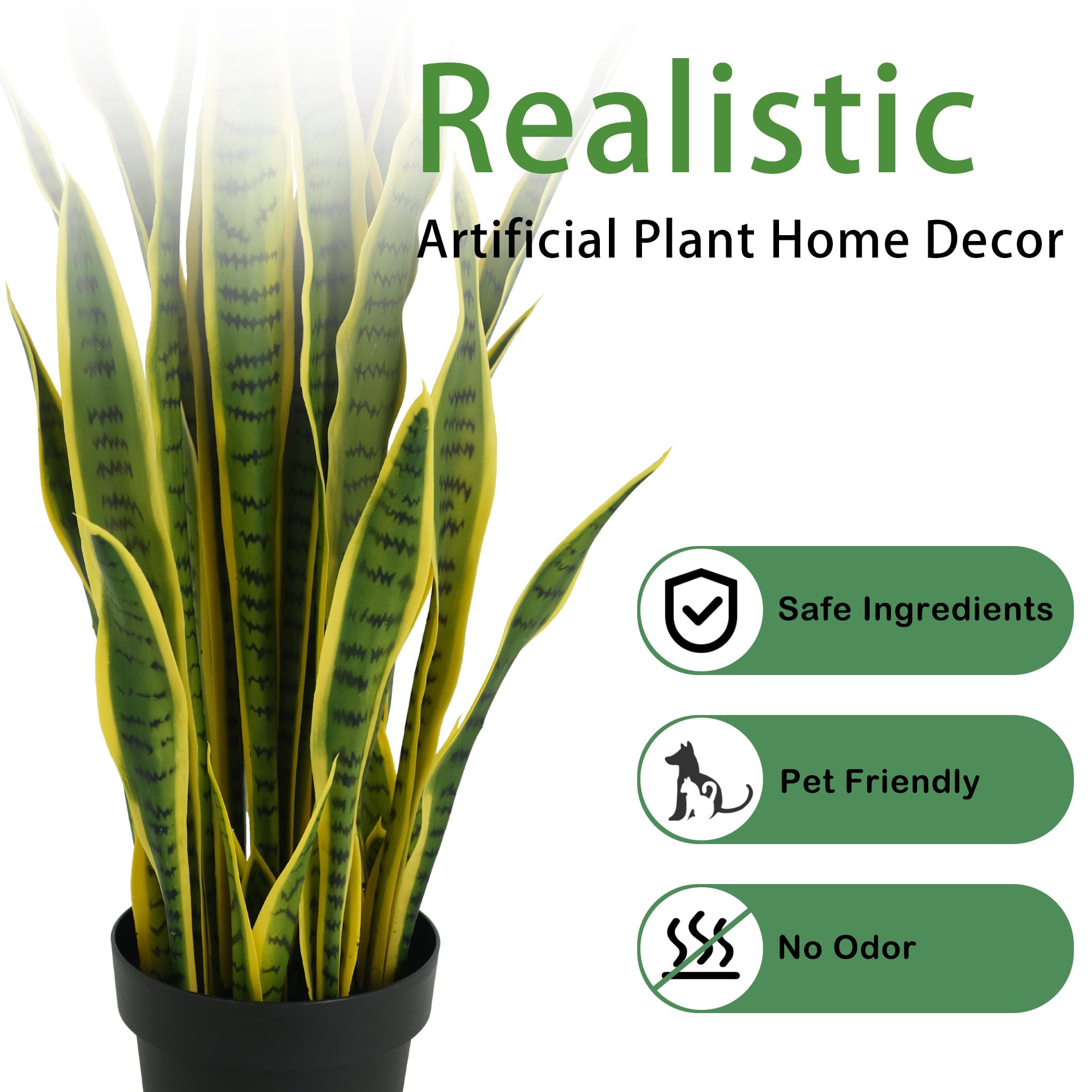 35" TDIAOL Artificial Snake Plant – 3ft Faux Sansevieria Plants in Pot with 32 Leaves, Fake Tree for Home, Office & Garden Décor