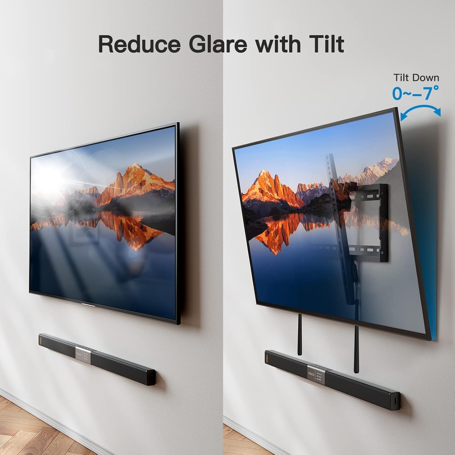 Pipishell Tilt TV Wall Mount Bracket - Low Profile for 37-90 Inch LED, LCD, OLED TVs | Supports Up to 132lbs