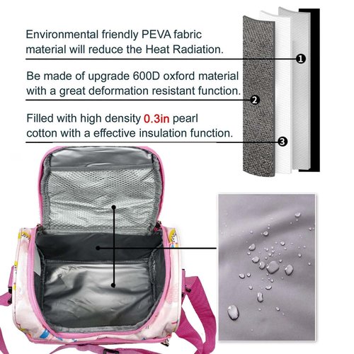 SAMERIO Small Lunch Bag Cute Cooler Lunch Box for Children Student Girls Boys Insulated Picnic Bags for School Camping