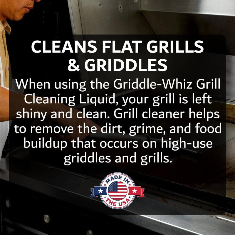 Griddle-Whiz Flat Top Grill Cleaning Kit - 4-Pack Griddle Cleaner w/ Scraper Tool & Pumice Stone for Tough Grease, Food Residue & Buildup on Griddles & Flat Top Grills - by FryOilSaver (32oz Bottles)