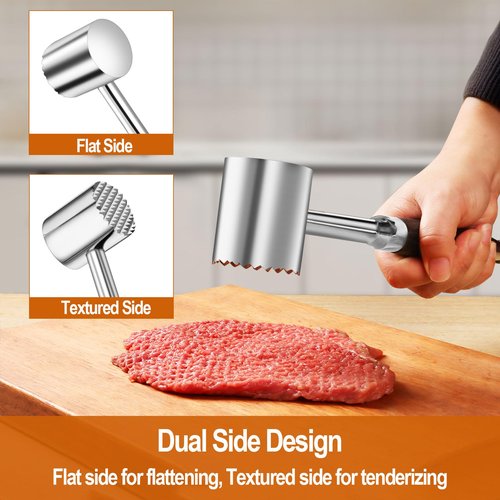 Bofuyuan Meat Tenderizer Mallet - Lever Labor-Saving 304 Stainless-Steel Meat Tenderizer Tool for Tenderizing Chicken, Beef, Pork
