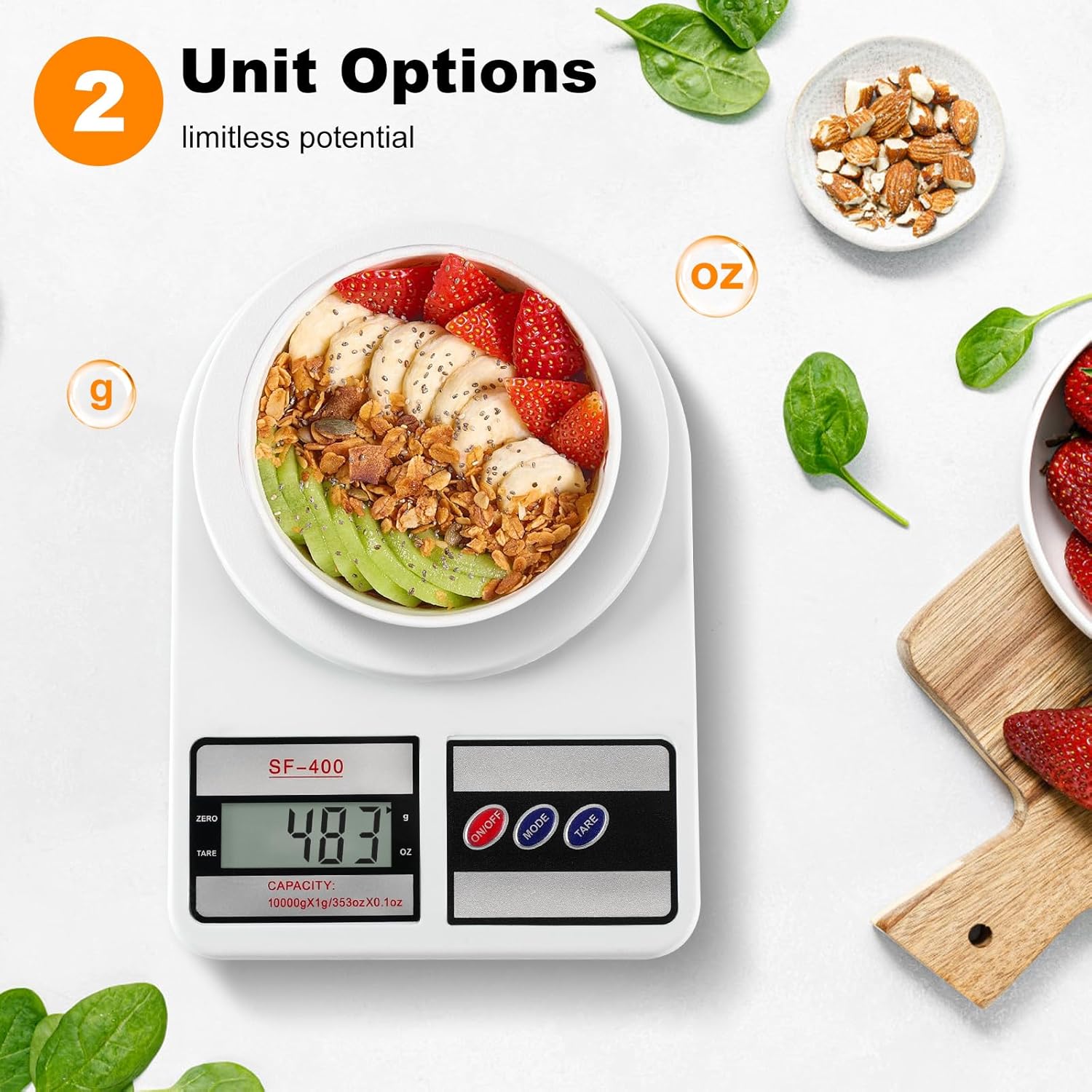 Partyreal Digital Kitchen Scale - Stainless Steel Food Scale with oz/g Units | Ideal for Meal Prep & Baking