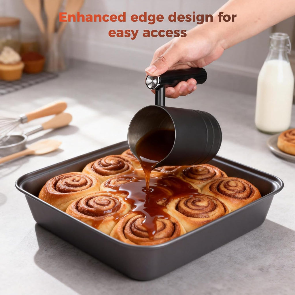 Skiennix 3-Piece Nonstick Baking Pan Set - Stackable Carbon Steel Oven Bakeware with Glove