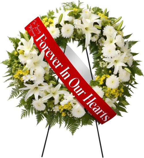 Fanfanwin Funeral Sash - Memorial Wreath Ribbon for Casket | 58x4'' Red, Forever in Our Hearts