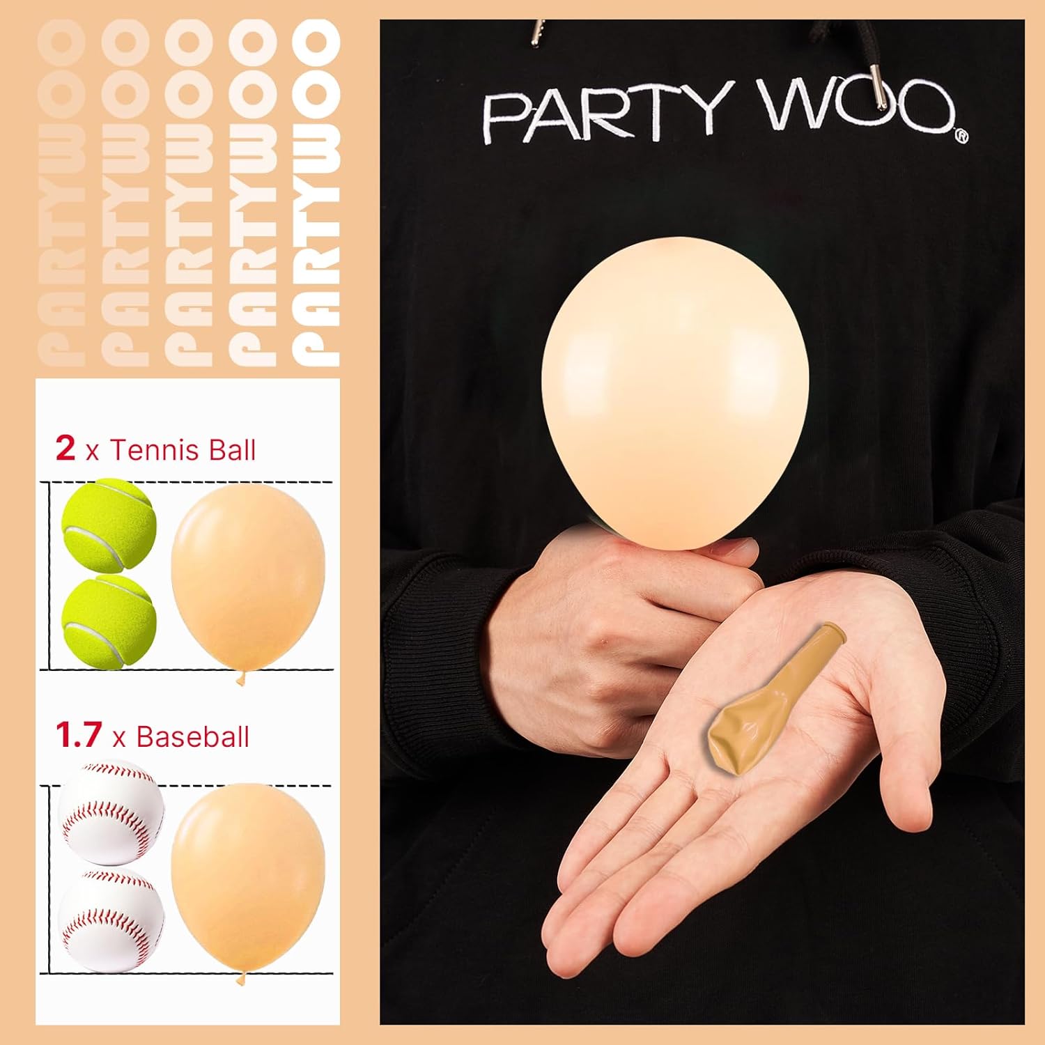 PartyWoo Nude Balloons - 50pcs 5-Inch Apricot Latex Balloons for Boho Fall Celebrations