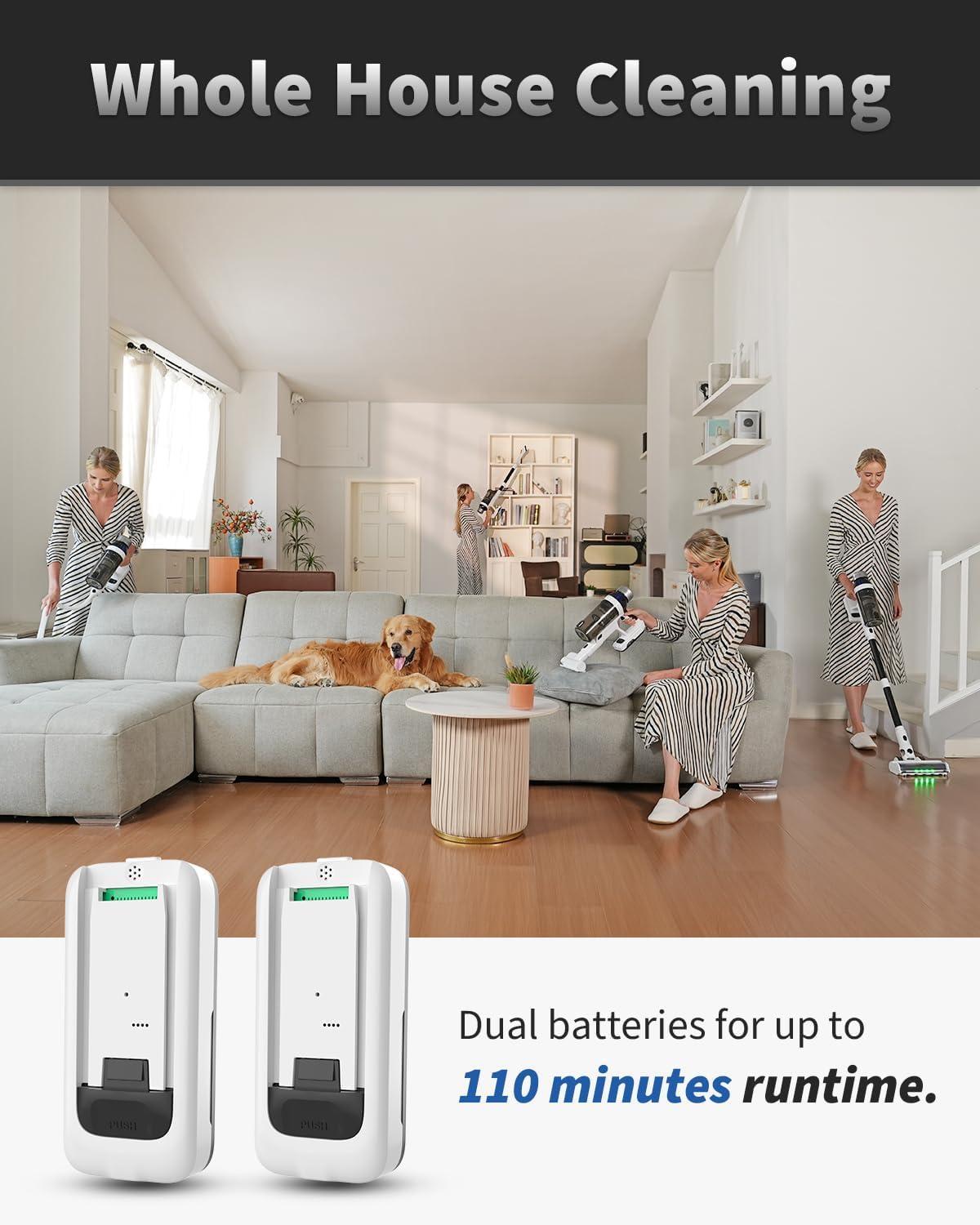 Skiennix Cordless Vacuum Cleaner - 15-in-1 Powerful Stick with LED Display & 110 Min Runtime | Lightweight for Hard Floors & Carpets