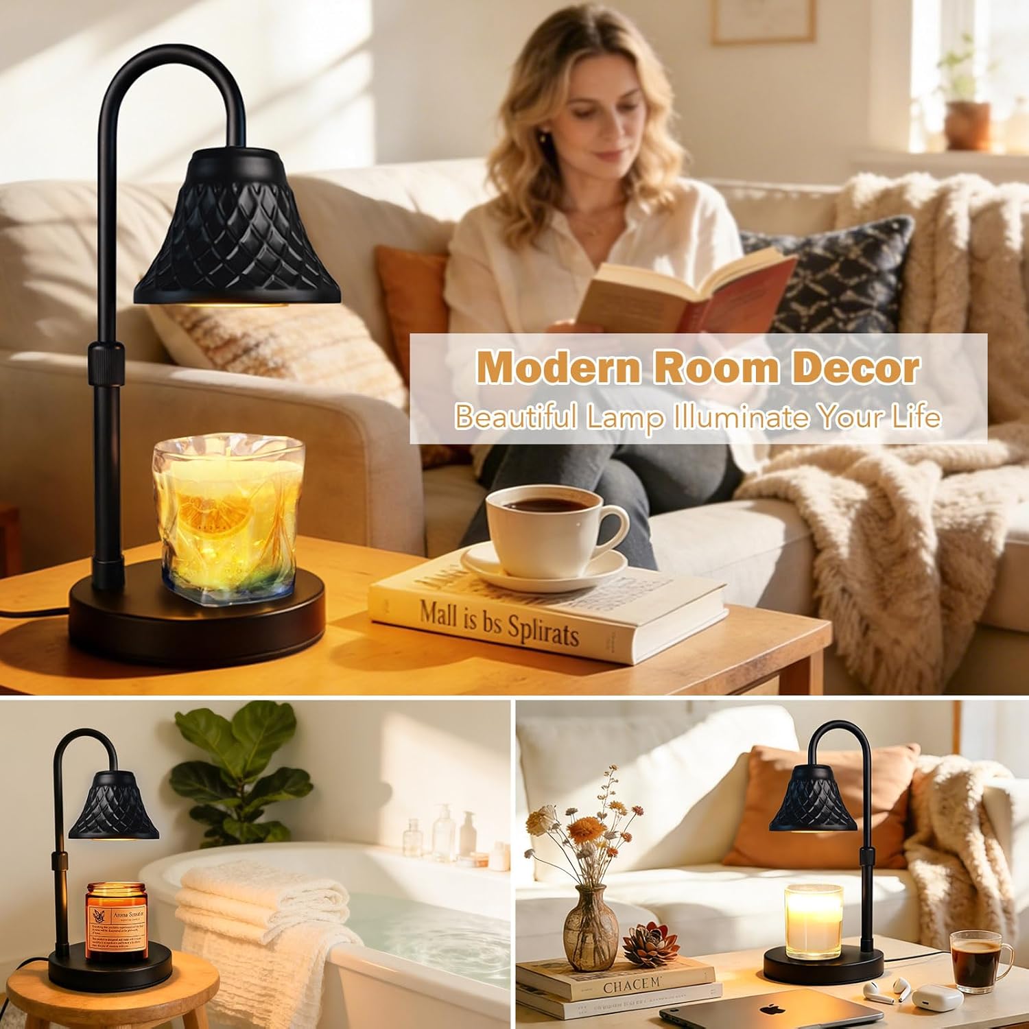 Skiennix Adjustable Candle Warmer Lamp - Timer Feature for Scented Wax | Perfect Home Decor Gift for Women