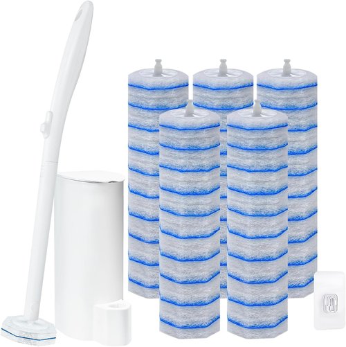 Clorox Disposable Toilet Brush Set - Touchless Cleaning System with 50 Refills | Wall Mounted Kit