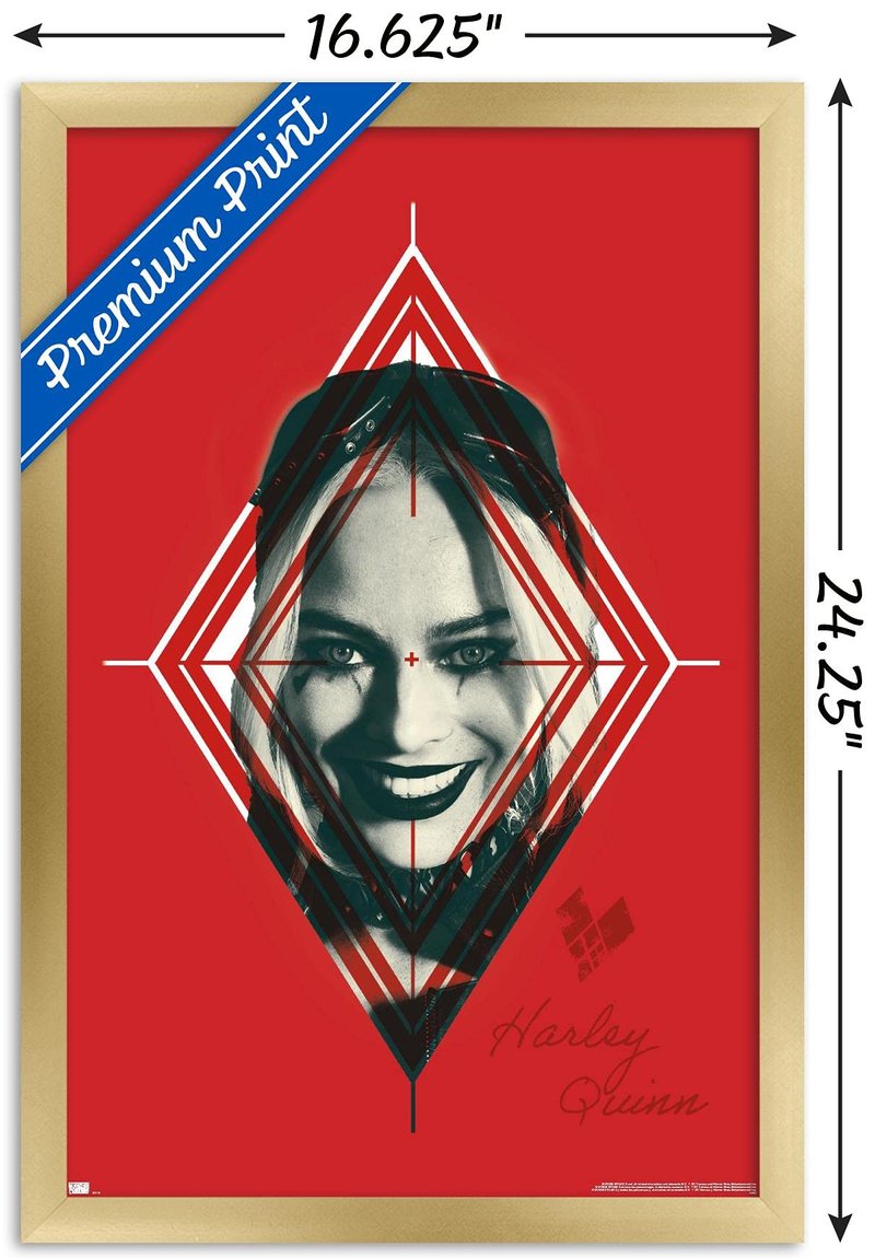 Trends International DC Comics Movie The Suicide Squad - Harley Quinn Target Wall Poster, 22.4L x 14.7W, Gold Framed Version