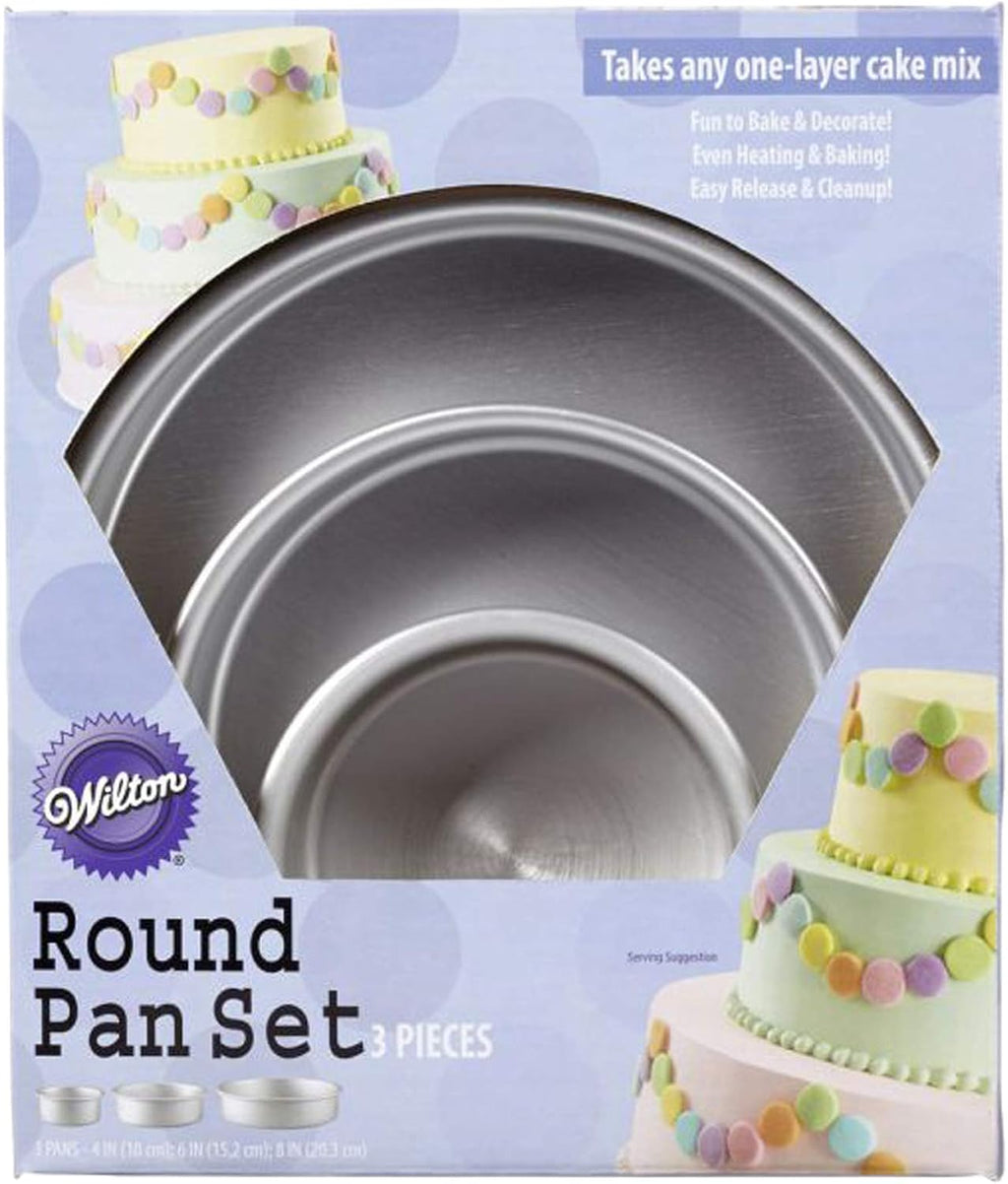 Wilton Round Cake Pan Set - 3-Piece Professional Bakeware for Tiered Cakes | Durable & Rust-Resistant, 4-6-8 in.