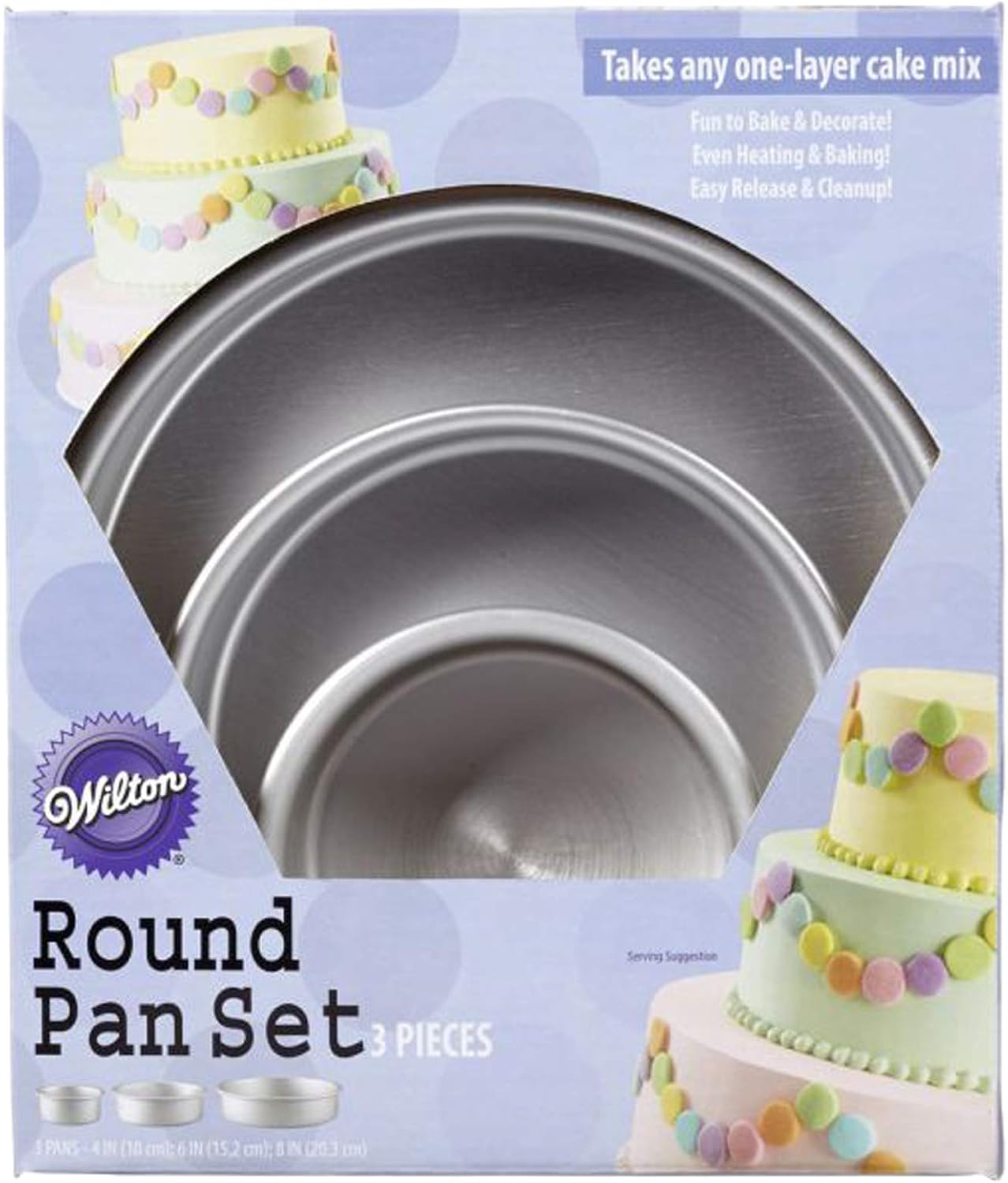 Wilton Round Cake Pan Set - 3-Piece Professional Bakeware for Tiered Cakes | Durable & Rust-Resistant, 4-6-8 in.