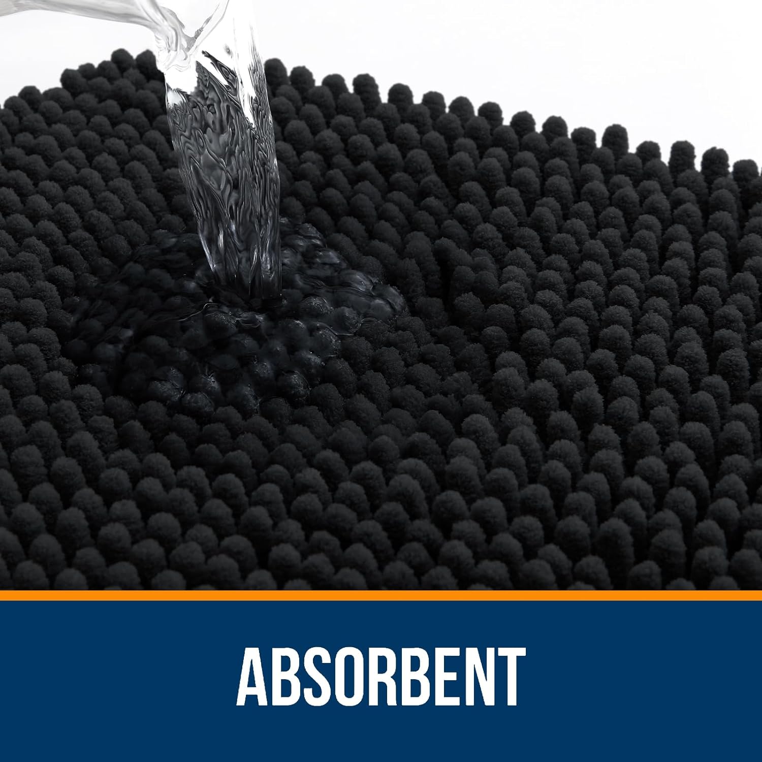OLANLY Bath Rugs - Extra Soft Chenille, Quick Dry & Absorbent | 36x24 Inches, Black