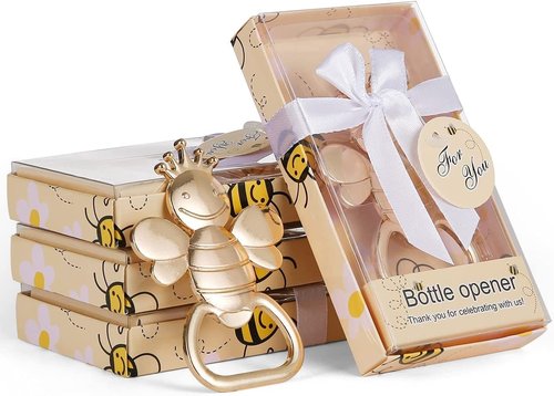 16PCS Baby Bee Shaped Wedding Party Favor Souvenirs for Guests Bee Bottle Opener Gender Reveal Baby Shower Favors Party Supplies Baby Birthday Return Gifts (Bee Opener,16)