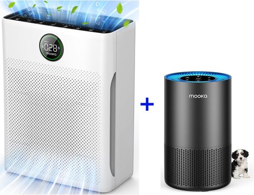 MOOKA H13 True HEPA Air Purifier - 2 Pack for Large Rooms, Pets & Allergens - Ideal for Bedrooms