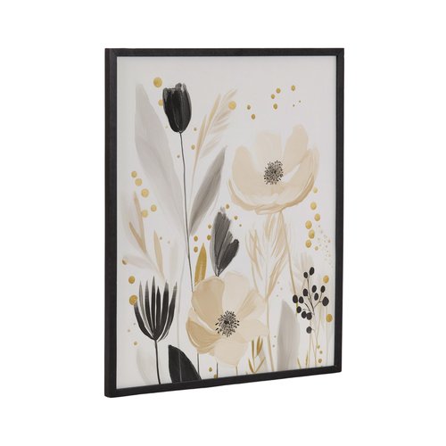 Kate and Laurel Modern Muted Cottage Floral Abstract Framed Wall Art by The Creative Bunch Studio, 16x20 Black, Cute Flower Art for Wall