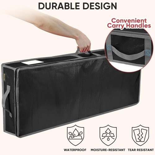 BALEINE Christmas Wrapping Paper Storage Bag - 40" Durable PE with Flexible Partitions & Pockets (Black)