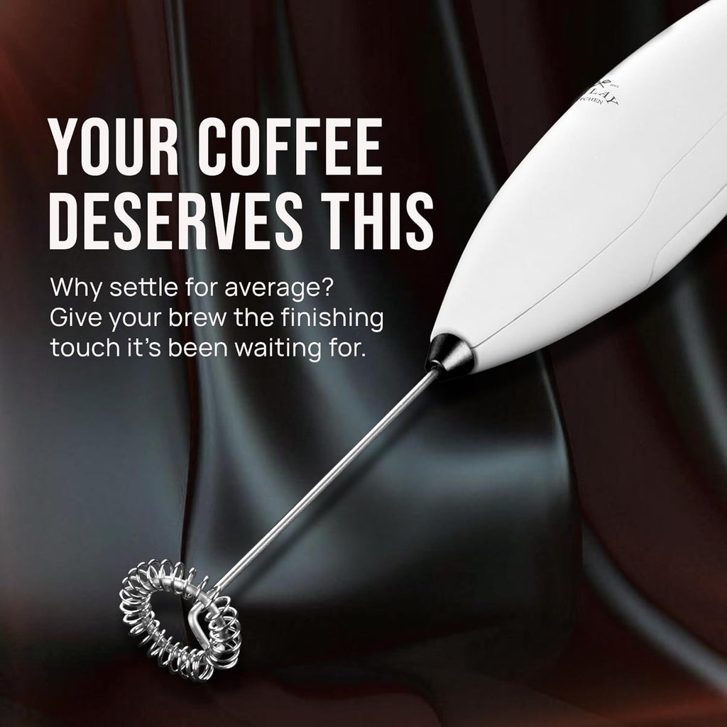 Zulay Kitchen Milk Frother - Luxury Handheld Electric Foam Maker with 4 Duracell Batteries | Perfect for Coffee, Lattes & Hot Chocolate