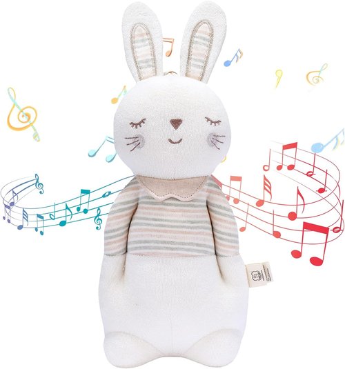Mrs. Bunny Soft Cotton Stuffed Bunny Toy - Lullaby Music for Newborns & Infants 0-6 Months | Perfect Easter Gift