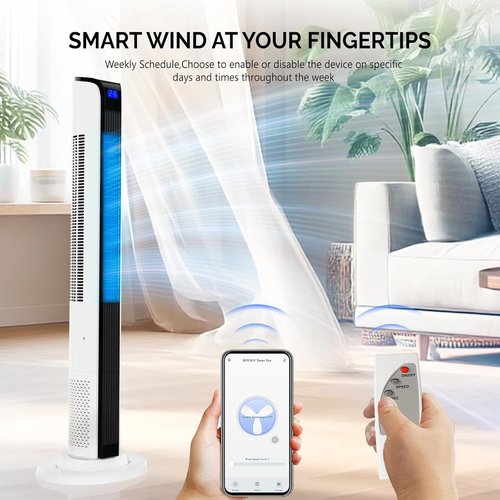 Bonnlo 42" Smart Tower Fan - Quiet Oscillating Floor Fan with APP & Remote Control | 3 Modes, 3 Speeds, 12H Timer