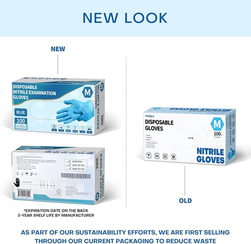 Medguy Blue Nitrile Disposable Exam Gloves - 4.5 Mil, 100 Pcs, Powder-Free & Latex-Free for Safe Use