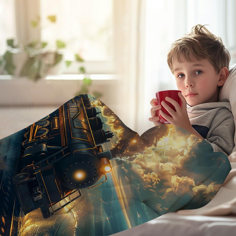 SKT T1 Train Blanket for Boys, A Fantastical Steam Trains Crossing The Ocean Flannel Blankets, Train Gifts for Men Women Adults, Decor Soft Plush Throw Blanket for Bed Couch Bedding 50"x40"