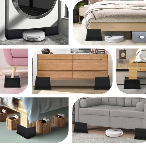 ANNKUT Bed Risers 6 Inch Heavy Duty,Oversized Couch Risers, Extra Wide Furniture Risers for Sofa Table Desk Headboard Chair Lifting,Rectangle Risering Blocks Support 6000 lbs(8 Pack Black)