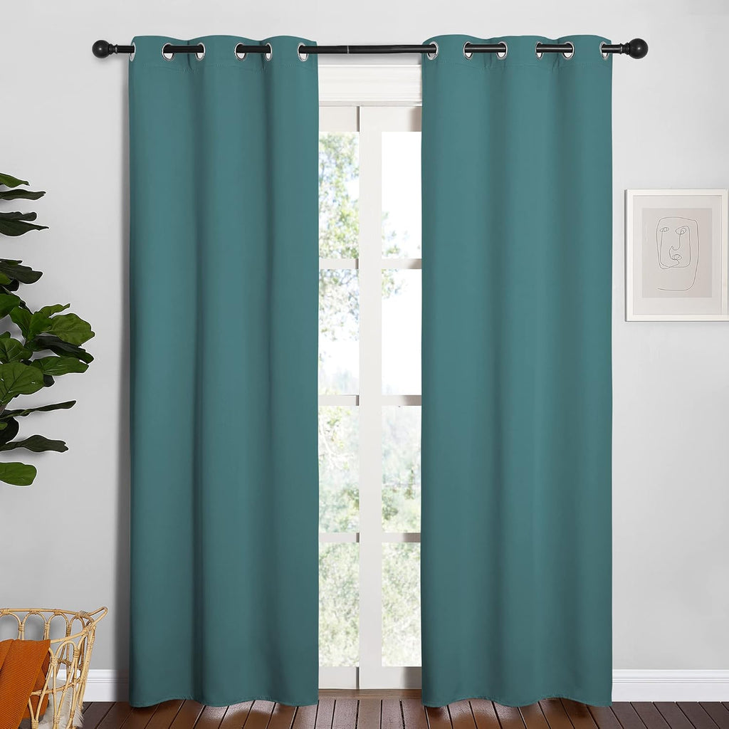 NICETOWN Blackout Curtain Panels - Thermal Insulated Drapes for Loft Windows | Sea Teal, 34x84 Inches (Pair)