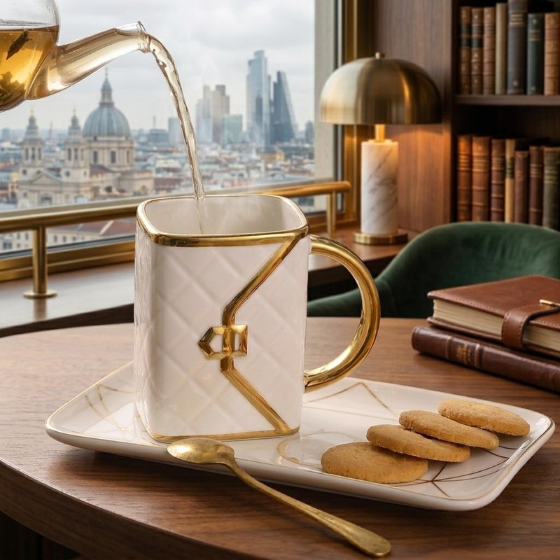 Fovima Handbag Shaped Mug, Handbag Coffee Mug And Saucer, Purse Coffee Ceramic Mug Set 10 Oz/ 310 ml Cute Creative Design Travel Tea Cup for Women Men Father's Day Thanksgiving
