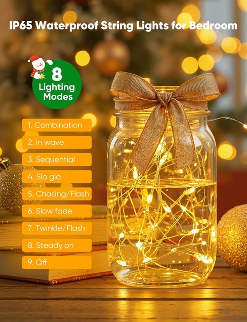 Minetom 12 Pack Fairy Lights - Battery Operated Twinkle Lights with 8 Modes | 7ft, 20 LEDs, Waterproof Silver Wire for DIY Decor