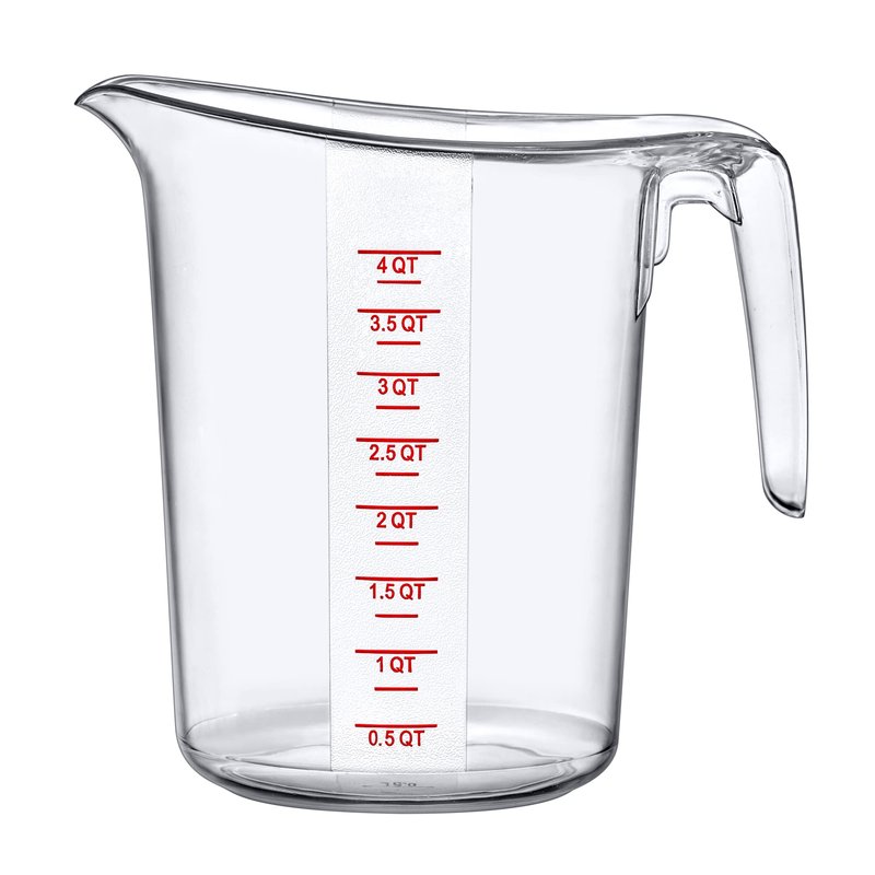 Amazing Abby - Melissa - 128-Ounce Plastic Measuring Pitcher (1-Pack), 16-Cup (4-Quart) Food-Grade Measuring Jug, Unbreakable, Stackable, Dishwasher-Safe, Great for Oil, Vinegar, Flour, and More