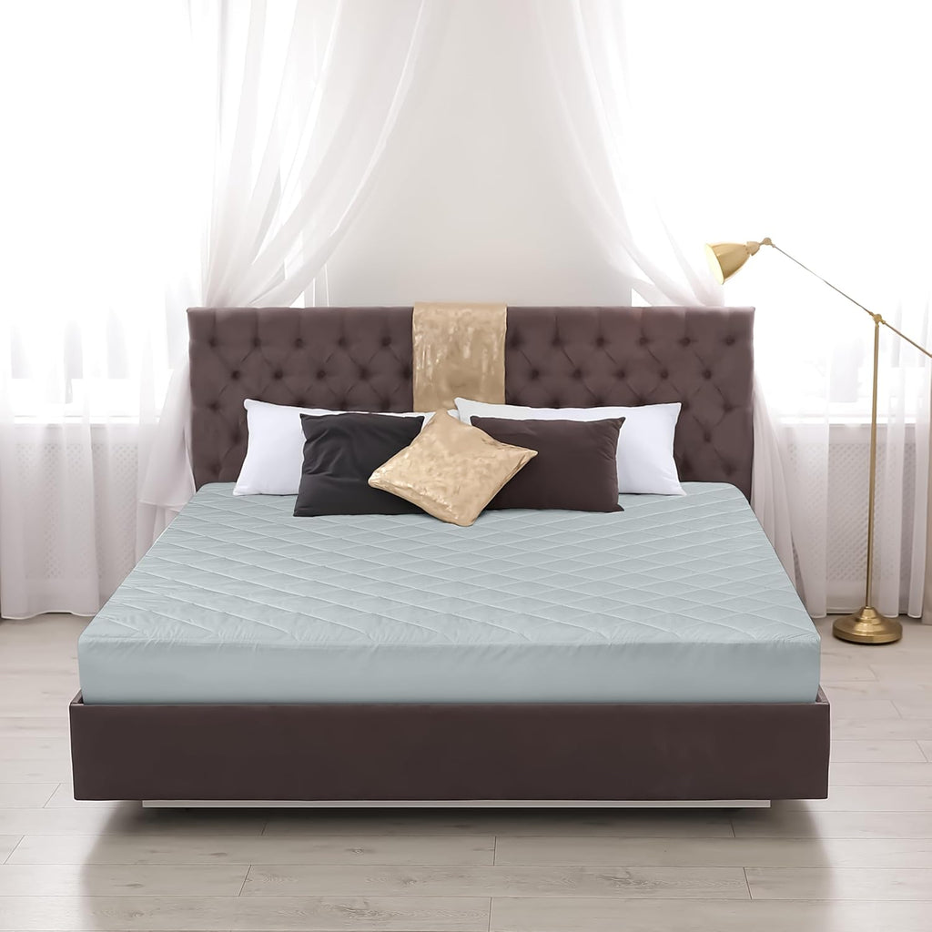 Utopia Bedding Quilted Fitted Mattress Pad - Queen Size Deep Pocket Protector | Machine Washable (Light Grey)